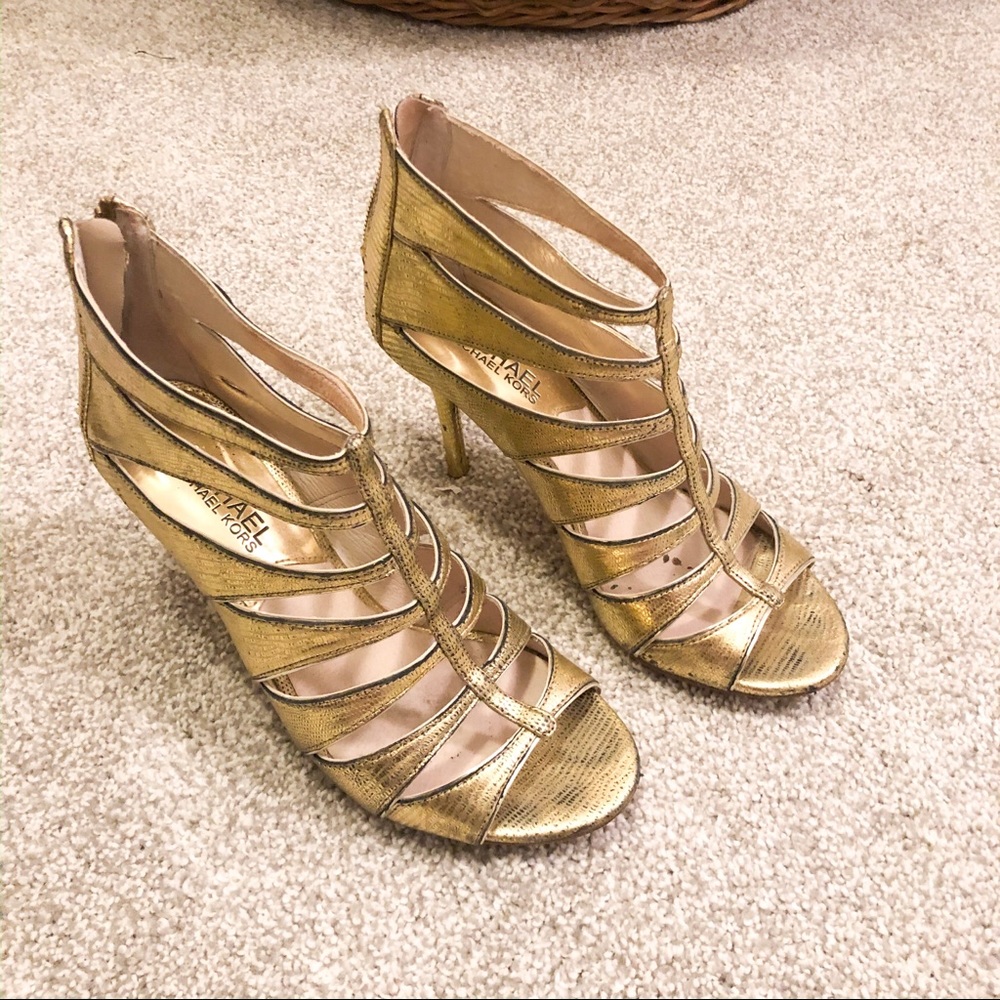 Michael Kors gold heeled sandals